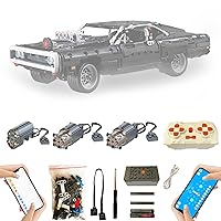 Super Motor and Remote Control Upgrade Kit for Lego Technic Dom's Dodge Charger 42111 Model, 3 Motors, Metal Shaft, Compatible with Lego 42111(Model not Included)