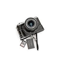 Genuine Real Leather Half Camera Case Bag Cover for Canon EOS M6 Mark ii M2 Black Color Bottom Open
