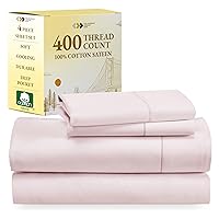 California Design Den 100% Cotton Sheets - Softest 4-Pc Queen Sheet Set, Cooling Sheets for Queen Size Bed, Deep Pockets, 400 Thread Count Sateen, Bedding Sheets & Pillowcases, Queen Sheets (Pink)