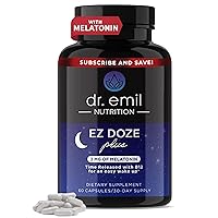 DR. EMIL NUTRITION EZ Doze Plus Natural Sleep Aid with Melatonin, L-Theanine, GABA & 5HTP - Extra Strength Sleeping Pills for Adults - Safe and Non-Habit Forming (60 Veggie Capsules)
