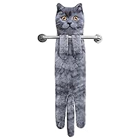 Cat Funny Hand Towels for Bathroom Kitchen - Cute Decorative Cat Decor Hanging Washcloths Face Towels Super Absorbent Soft - Mothers Day Easter House Warming Birthday Gifts for Women Cat Lovers