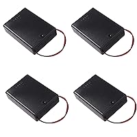 4 Pieces 3 Slots 1.5V AA Battery Case Holder Battery Spring Clip Storage Box with Wire and On/Off Switch