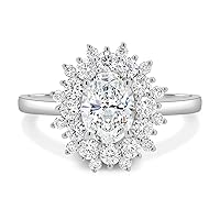 Kiara Gems 3 CT Oval Cut Solitaire Moissanite Engagement Ring, VVS1 4 Prong Irene Knife-Edge Silver Wedding Ring, Woman Gift, Promise, Birthday Gift For Her