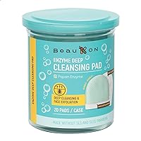 BeauKON Enzyme Deep Cleansing Pad, Dual Foaming Exfoliating Pad with Papaya Extract, Smooth Skin and Improve Overall Complexion (20 count)