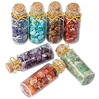 TUMBEELLUWA 7 Gemstone Bottles Healing Crystal Chips Tumbled Mini Wish Bottle Reiki Wicca Stone Set