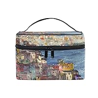 Cosmetic Bag Naples Italy City And Mountain Landscape Painting Women Makeup Case Travel Storage Organizer