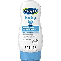 Cetaphil Baby Body Wash with Half Baby Lotion, Gentle Wash with Organic Calendula, Mother's Day Gifts, Soothes Dry, Sensitive Skin for Everyday Use, Gentle Fragrance, Soap Free, Hypoallergenic, 7.8oz