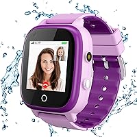 4G Kids Smart Watch with GPS Tracker and Calling, IP67 Waterproof, 2-Way Calls, GPS Tracker, SOS Kids Cell Phone Wrist Watch for Age 3-14 Girls Boys Girls Christmas BirthdayBirthday Gifts (purple)