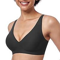 Deep V Bras for Women No Underwire Seamless Bralettes for Women Plunge T Shirt Bra Softly Padded with Extender