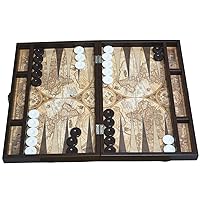LaModaHome Turkish Backgammon Set for Adults and Kids, Includes Dice Cups, Folding Board, 19''Classic Travel Backgammon Board Game.