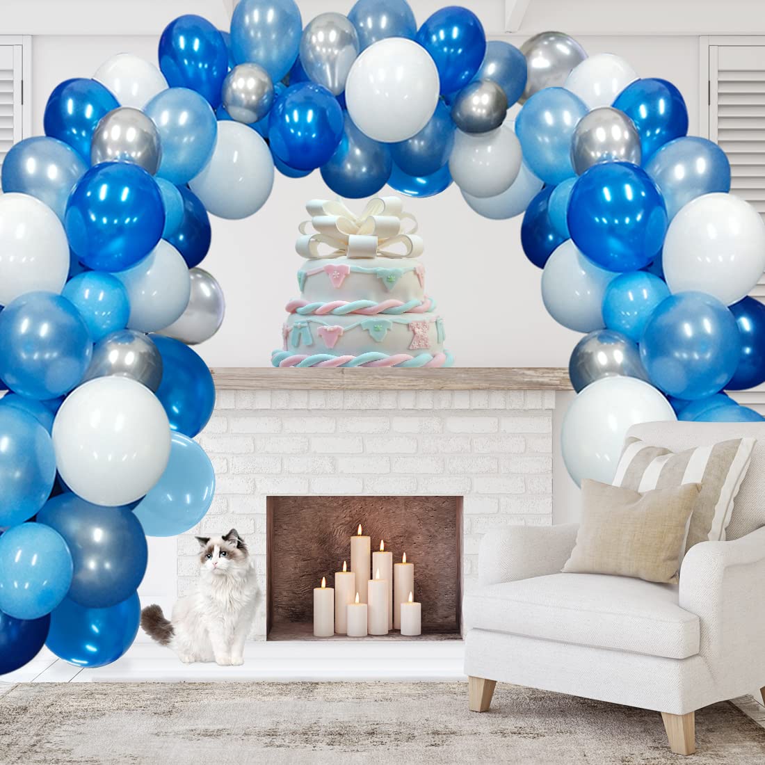 Mua Blue Balloons Garland Arch Kit Blue Silver and White Balloons ...