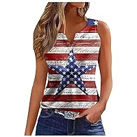Womens V Neck Short Sleeve T Shirts Independence Day Tops Casual Classic Fit Blouse Patriotic Tees