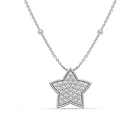 Star Shape 925 Sterling Silver Pendant For Girl With VVS1 Round Brilliant Cut 0.93TCW Colorless Moissanite Diamond
