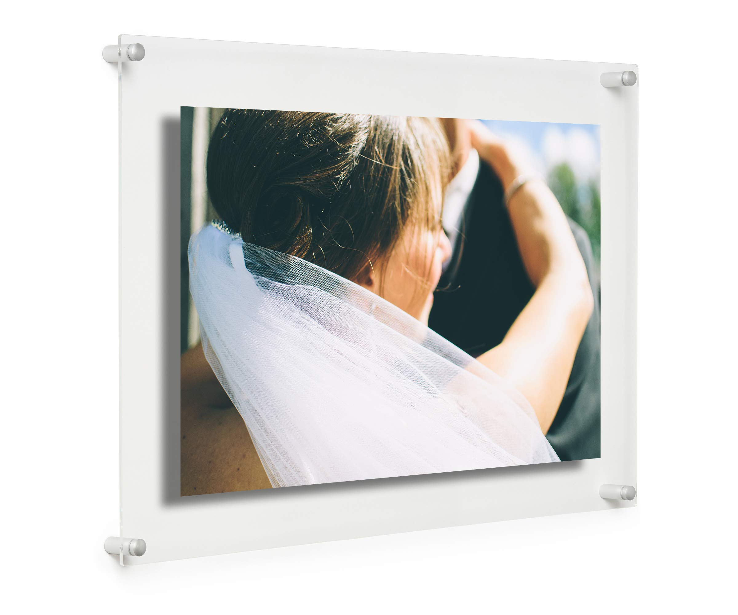 Cool Modern Frames Clear Floating Double Panel Acrylic Picture Frame, 11x17-Inch Art & Photos , Silver Hardware - GMS1521D