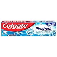 Colgate Max Fresh Toothpaste, Whitening Toothpaste with Mini Breath Strips, Cool Mint Toothpaste for Bad Breath, Helps Fight Cavities, Whitens Teeth, and Freshens Breath, 6.3 Oz Tube