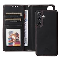 Compatible with Samsung Galaxy S24 Plus Wallet Case Detachable Back Case with Card Holder/Wrist Strap, PU Leather Flip Folio Case with Magnetic Stand Shockproof Phone Cover (Color : Black)