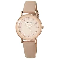 Armitron Women's Genuine Crystal Accented Rose Gold-Tone and Blush Pink Leather Strap Watch, 75/5778BHRGBH