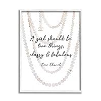 Stupell Industries Classy and Fabulous Fashion Quote with Pearls, Design by Amanda Greenwood White Framed Wall Art, 11 x 14