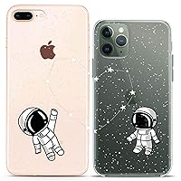Matching Couple Cases Compatible for iPhone 15 14 13 12 11 Pro Max Mini Xs 6s 8 Plus 7 Xr 10 SE 5 Astronaut Space Constellation Silicone Cover Clear Girlfriend Anniversary Women Cute Mate Lovely