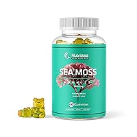 Organic Sea Moss Gummies - Natural Irish Sea Moss & Bladderwrack w/Burdock Gummy - 60 Gummies - Vegan - 2840MG -Thyroid, Healthy Skin, Keto Detox, Gut, Joint Support Alkaline Supplements