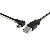 StarTech.com 3 ft. (0.9 m) Left Angle Mini USB Cable - USB 2.0 A to Left Angle Mini B - Black - Mini USB Cable (USB2HABM3LA)