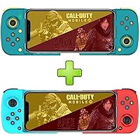 Mobile Game Controller Gamepad for iPhone iOS Android PC: Works with iPhone13/12/11/X, iPad, Samsung Galaxy, Motorola, TCL, Tablet, Apex Legends, Call of Duty - (Blue+Bluered)