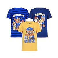 Paw Patrol Nickelodeon Chase, Marshall and Rubble Boys’ 3 Pack T-Shirts for Toddler and Little Kids – Blue/Yellow/Navy