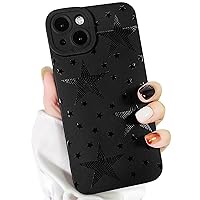 Compatible for iPhone 13 Case Cute Cool Stars Black Design for Girls Women Soft TPU Shockproof Protective Girly for iPhone 13-Stars