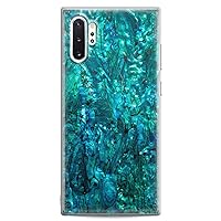 Case Compatible with Samsung S24 S23 S22 Plus S21 FE Ultra S20+ S10 Note 20 S10e S9 Abalone Shell Clear Cute Stone Beautiful Mineral Blue Slim fit Flexible Silicone Print Design Elegant Woman