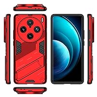 Compatible with Vivo X100 Pro 5G(Domestic Version) Slim Case with Stand Kickstand PC & TPU Phone Case Cover,Rugged Shockproof Protective Cover Bracket Protective Shell (Color : Vermelho)