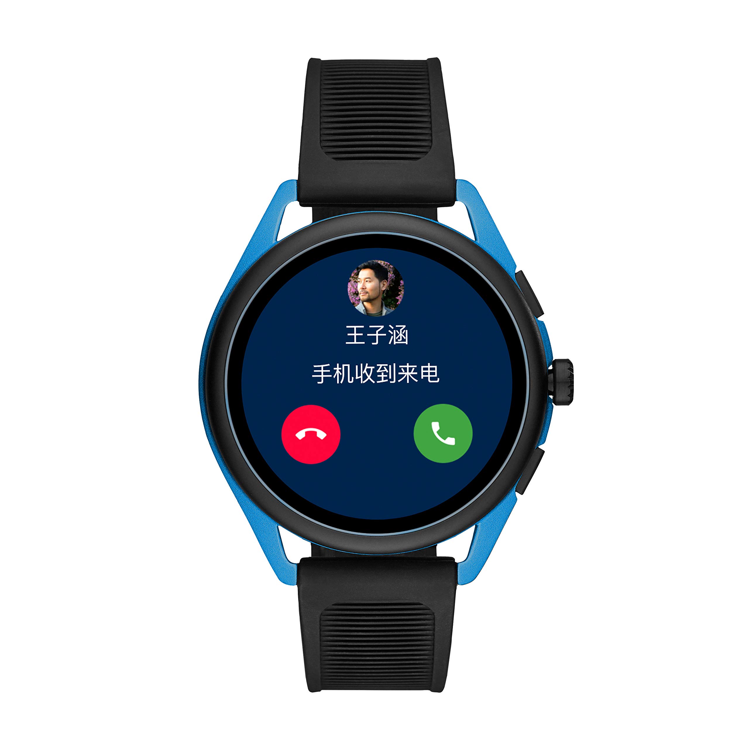 Emporio Armani Men's Smartwatch 3 Touchscreen Aluminum and Rubber Smartwatch, Black and Blue-ART5024