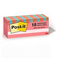 Post-it Recycled Super Sticky Notes, 3x3 in, 18 Pads, 2x Sticking Power, Poptimistic, Bright Colors, Recyclable (654-12SST)