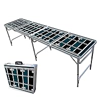 8-Foot Folding Portable Pong Table w/Optional Cup Holes & LED Lights - Philadelphia Football Field (Choose Your Model)