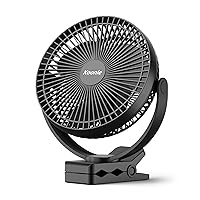 10000mAh Clip on Fan Rechargeable, 8-Inch Battery Operated Desk Fan, USB Fan with 4 Speeds, Strong Airflow Sturdy Clamp for Golf Cart Office Desk Outdoor Travel Camping Tent Gym Treadmill,Black