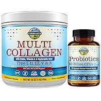 Collagen + Probiotic Bundle (2 Pack), Multi Collagen Powder 1lb (Item 1), Probiotics 60 Billion CFUs 60ct (Item 2), Paleo & Keto Friendly, Skin, Hair, Nail & Digestive Health