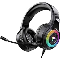 Odaban Gaming Headset Xbox One Headset with Stereo Surround Sound, Mic & LED Light Noise Cancelling Over Ear Compatible with PC, PS4,PS5, Xbox One,Mac
