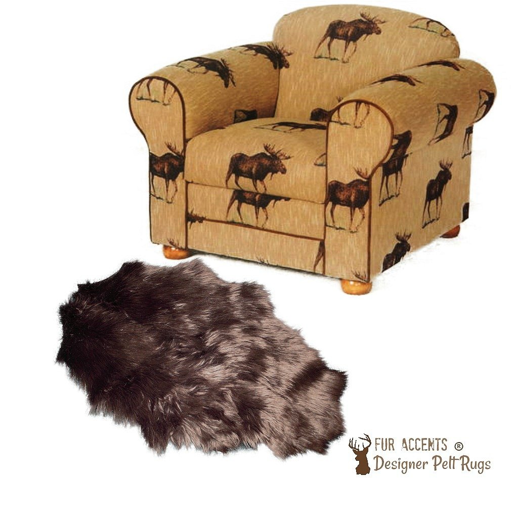 Dark Brown Beaver Skin Pelt Rug - Luxury Faux Fur - Unique OOAK Accent Throw Rug - Fur Accents Original - USA (60