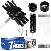 7 Pieces 30 Feet Dryer Vent Cleaner Kit, Reinforced Nylon Dryer Vent Cleaning Kit, Durable Dryer Vent Brush Vacuum Attachment with Flexible Lint Trap Brush, Vacuum & Dryer Adapters