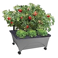 Emsco Group City Picker Raised Bed Grow Box – Self Watering and Improved Aeration – Mobile Unit with Casters - Slate