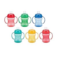 Nuby Two-Handle No-Spill Super Spout Grip N' Sip Cup, 8 Ounce, Single pack of 2 Cup, Colors May Vary
