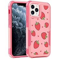 Designed for iPhone 11 pro max Case, Heavy-Duty Tough Rugged Lightweight Slim Shockproof Protective Case for iPhone 11 pro max 6.5 Inch,Women Girls,Cute Strawberry Pattern