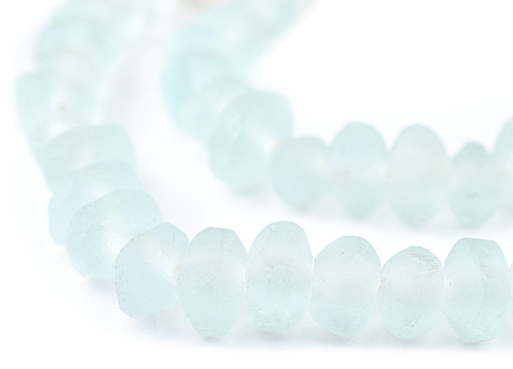TheBeadChest Clear Aqua Rondelle Java Recycled Glass Beads (6x10mm)