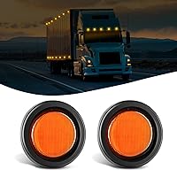 Nilight 2.5Inch Round Marker Light 2PCS Amber 13LED Marker Clearance Light Flush Mount With Plug Grommet Pigtail Hardwired DOT Compliant For 12V Truck Trailer Tractor Buses Vans Boat, 2 Years Warranty