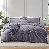 Hearth & Harbor California King Duvet Cover Set Grayish Purple, 3 Piece Duvet Cover California King, Soft Double Brushed Duvet Cover with Button Closure, 1 Duvet Cover 104x98 inches and 2 Pillow Shams