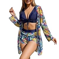Swimsuit Cover Up Pants and Top Set High Waisted Bikini Sets for Women Tummy Control Swim Top Women Underwire