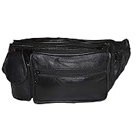 Leatherboss Fanny Pack with Water Bottle Holder - Black