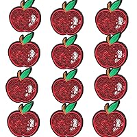 Ximkee(20 Pack) Delicious Red Apple Sequin Sew Iron On Embroidered Patches Appliques (Apple)