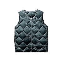 Women's Cropped Quilted Puffer Vests Button Down V Neck Sleeveless Lightweight Padded Coat Gilet Jacket with Pockets