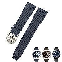 20mm 21mm Blue Nylon Watchband Fit for IWC Portofino Big Pilot IW3293 Mark 18 Tissot TAG Heuer Seiko Leather Nylon Watch Strap (Color : Blue Round, Size : 20mm)