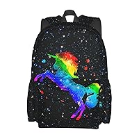 YISHOW 17 Inch Backpack With Adjustable Shoulder Straps Rainbow Unicorn Lightweight Bookbag Casual Daypack For Travel Work
